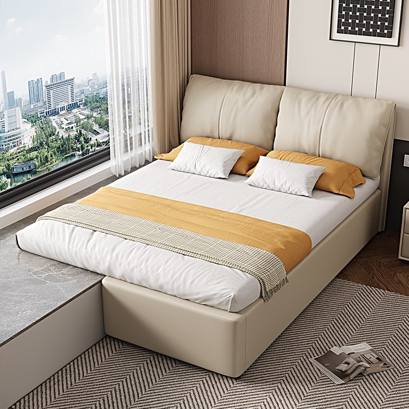 卧室飘窗拼接床真皮床小户型窗台延伸衔接一体改造T一半飘窗一半