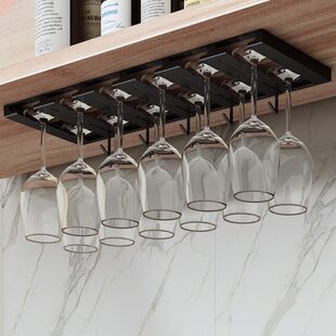 免打孔红酒杯架子家用倒挂高脚杯收纳挂架轻奢高档摆件悬挂酒柜架