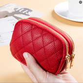 菱格拉链零钱包女款 迷你小钱包卡包收纳包口红钥匙包妈妈手拿包