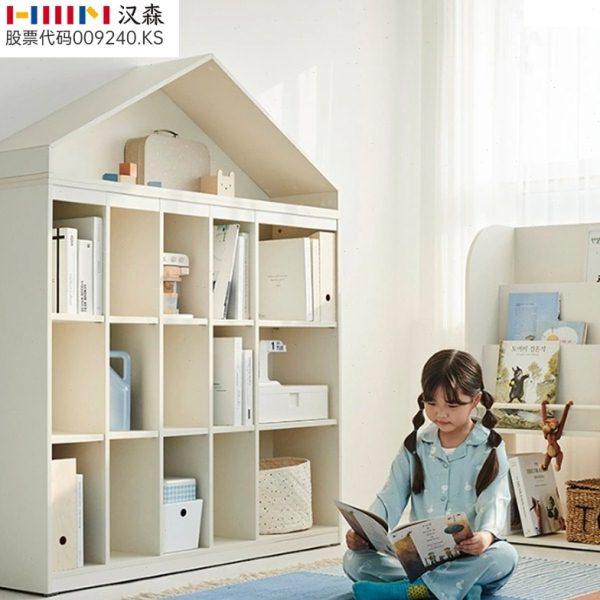 hanssem汉森儿童实木书柜客厅落地柜矮柜现代宝宝蒙氏学习收纳柜