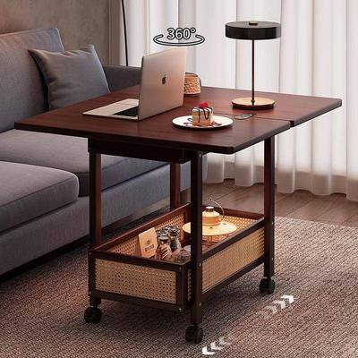 沙发边几可移动茶几非实木边柜客厅中古小推车卧室床边桌折叠小桌