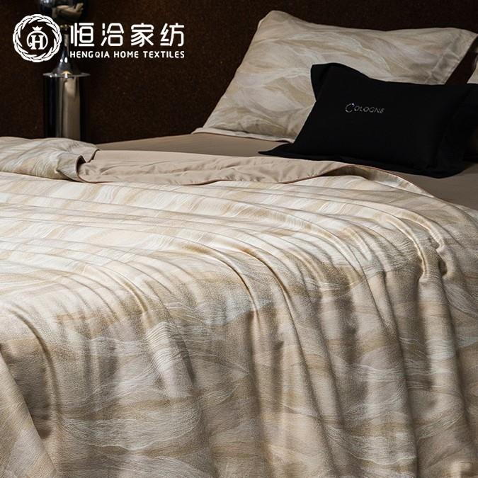 高奢超柔莱赛尔棉提花印花四件套轻奢莫代尔棉宽边被套床上用品紫