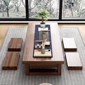 日式 茶桌禅意阳台茶几长条矮桌简易 榻榻米茶桌纯实木茶几日式