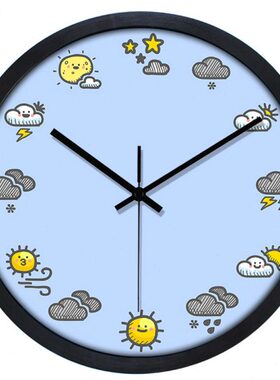 HICAT疯小猫 卡通创意挂钟复古北欧静音机芯大客厅儿童房可爱钟表