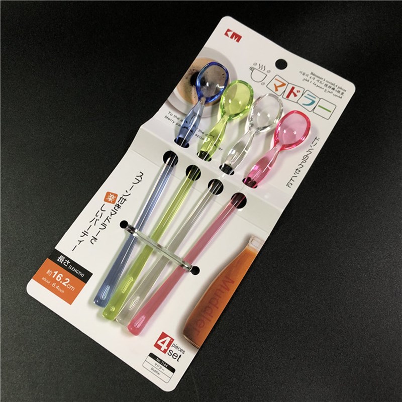 日式搅拌勺塑料咖啡小勺韩式长柄调羹可爱甜品勺T子创意搅拌棒匙