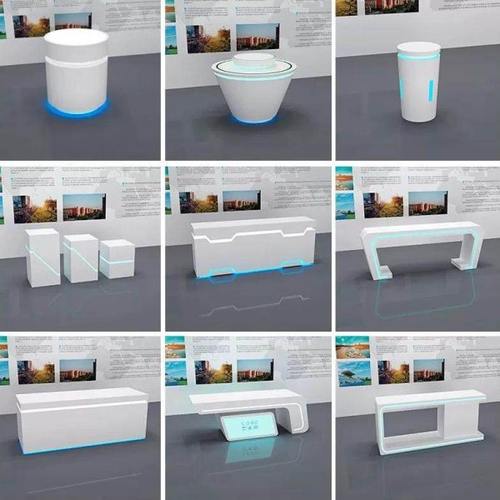 中岛柜展示台公司展厅创意发光多层圆形桌异形科技感模型产品展台