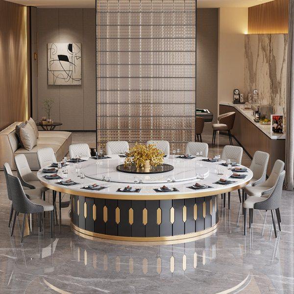 酒店餐桌大圆桌电动转盘现代简约隐藏火锅电磁炉包厢20人圆餐桌椅,住宅家具,岩板餐桌,淘宝优惠券,粉丝福利购,淘宝优惠卷
