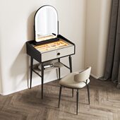 意式 轻奢高级感智能化妆桌50cm 极简实木梳妆台小户型卧室2025新款