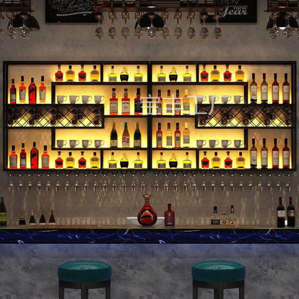 酒吧吧台酒柜靠墙创意工业风酒架子展示葡萄酒红酒铁艺酒架壁挂式