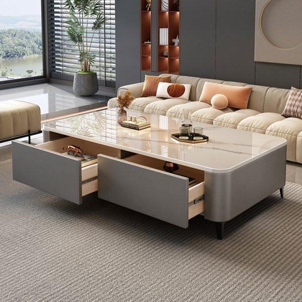 岩板茶几客厅家用轻奢高级感茶桌小户型落地式实木电视柜茶几组合,住宅家具,岩板餐桌,淘宝优惠券,粉丝福利购,淘宝优惠卷