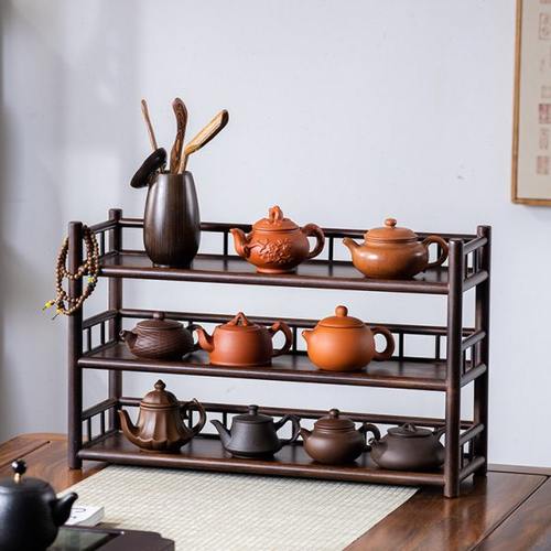 桌面茶杯架子茶壶收纳架紫砂壶摆放架博古架小型茶具置物架展示架