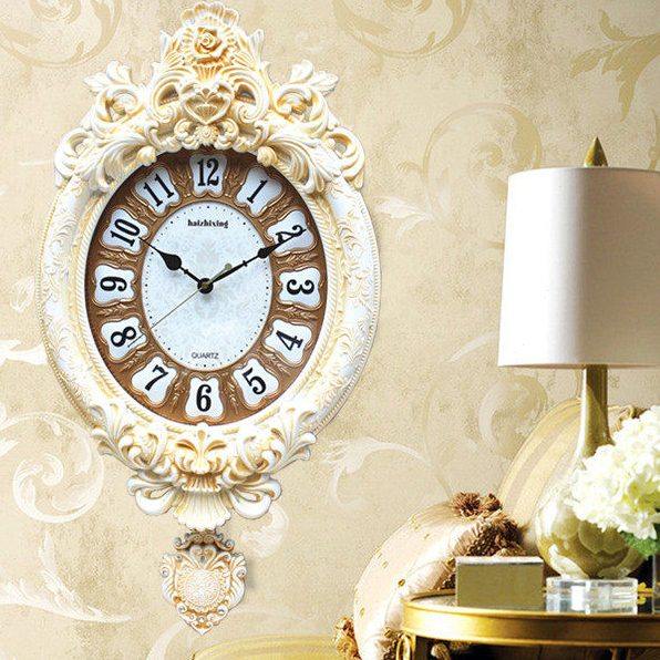 客厅挂钟现代简约静音个性创意时尚钟表欧式田园时钟大号艺术壁钟