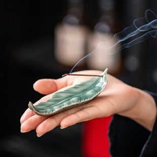 便携羽毛香插香座家用点香座檀香托盘线香炉室内茶道线香底座香薰