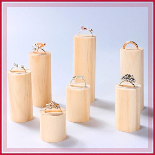 原木实木戒指七件套托首饰架橱窗陈列展示道具戒指架戒指展示架