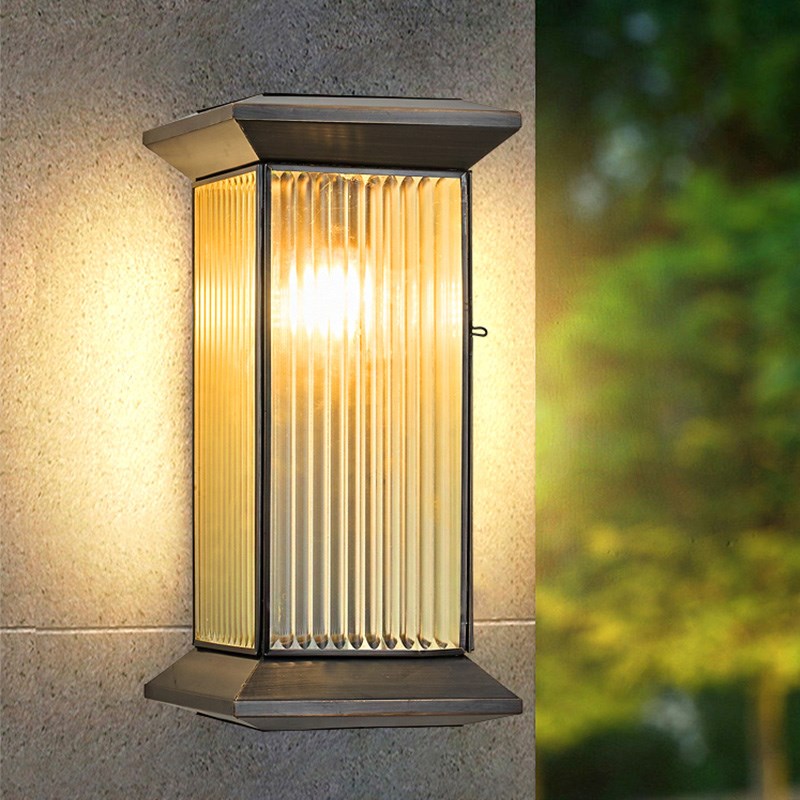 全铜简约现代壁灯k太阳能户外防水别墅大门口庭院灯室外阳台过道