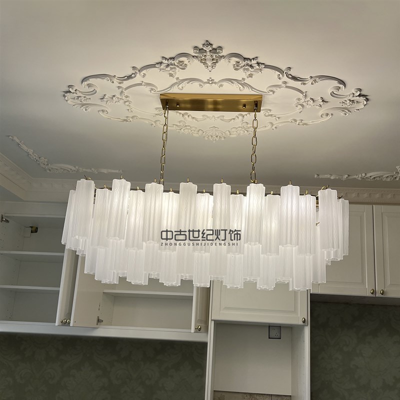 法式复古风吧台灯穆拉诺新款简D约别墅中古彩色玻璃餐厅吊灯