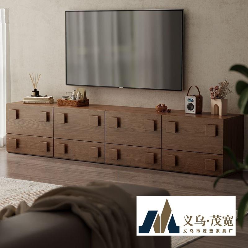 实木电视柜客厅家用落地胡桃色中古卡门柜电视柜边柜组合斗柜