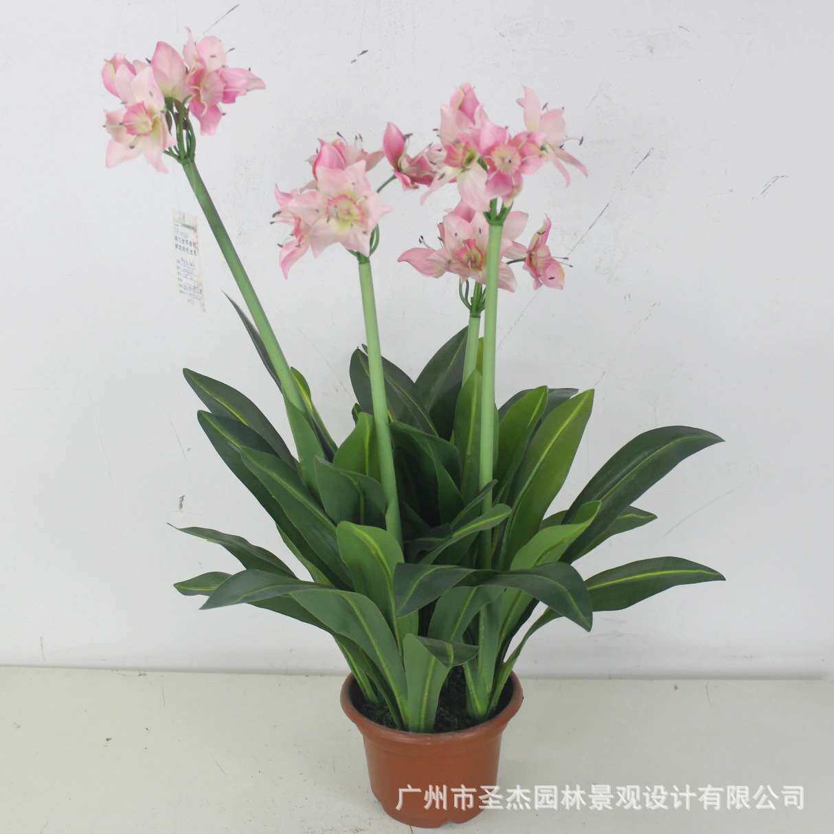 仿真水仙花盆栽 室内装饰仿真粉色水仙植物假花造景 阻燃仿真树