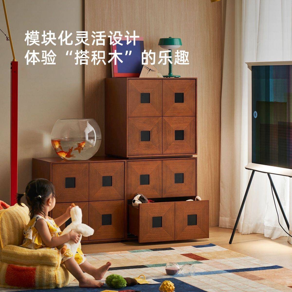 复古古风实木家用多功能电视柜床头柜组合落地斗柜客厅卡门卧室