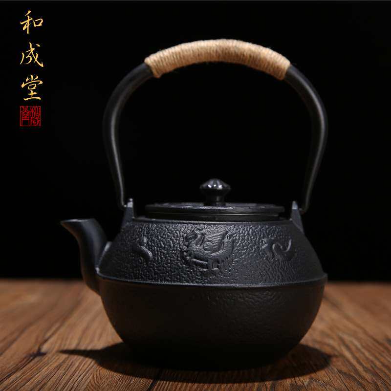 朱雀铁壶 无涂层烧水壶 铸铁茶壶套装 南部铁器京都铁瓶