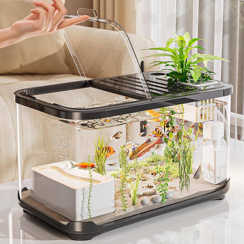 鱼缸家用高清透明金鱼缸桌面养鱼观赏摆件办公室桌上美观大水族箱