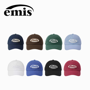 emis帽子女同色系徽章棒球帽男款绿色大头围韩系鸭舌帽运动帽男