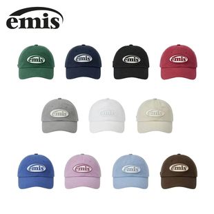 emis帽子同色系徽章棒球帽可乐标藏青色女百搭高级感情侣鸭舌帽男