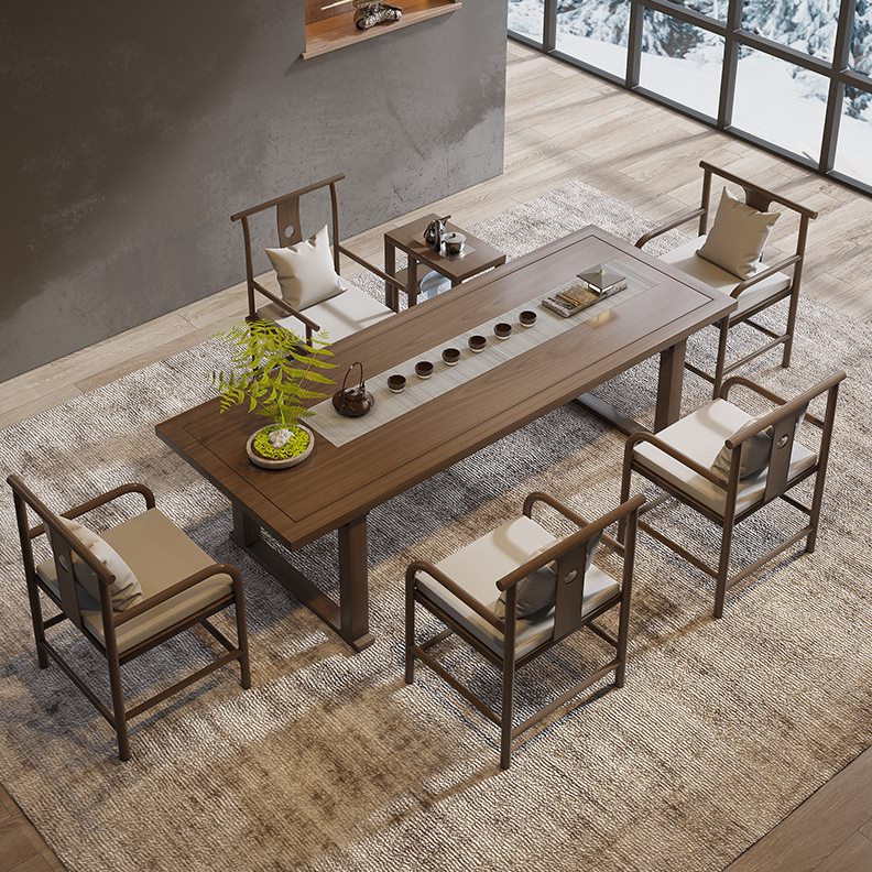 新中式茶台全套实木家用客厅茶桌椅组合公室禅意茶几功夫泡茶桌