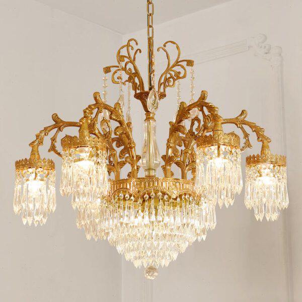 大堂灯法式餐厅大气轻奢酒店水晶吊灯全铜客厅欧式别墅灯饰复式楼