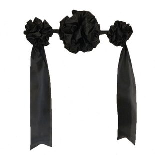 遗像镜框黑花A4寸遗相框黑纱追悼黑花奠仪用花12寸老人相框黑花