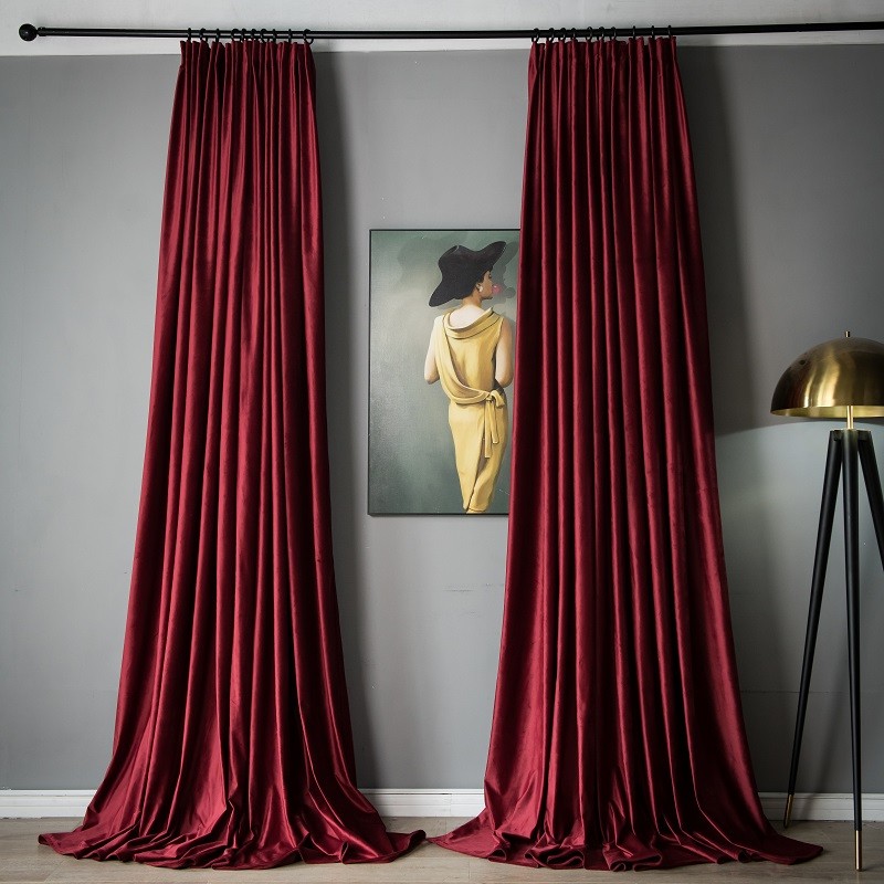 窗帘2021新款客厅卧q室飘窗后现代复古风简约丝绒全遮光挂钩式窗
