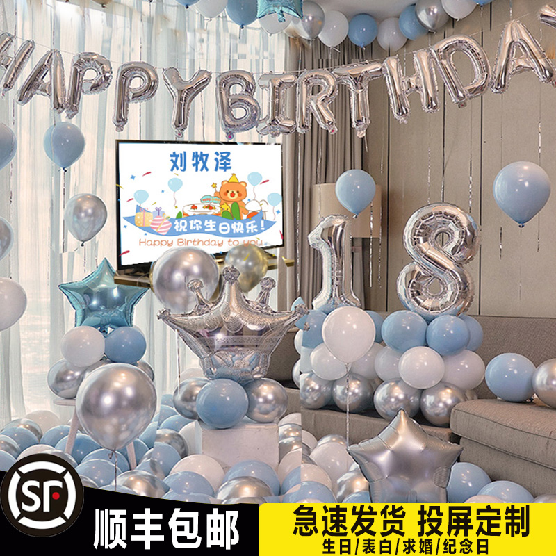 生日快乐气球g装饰用品男孩男童18岁派对场景家里布置套餐背景墙1