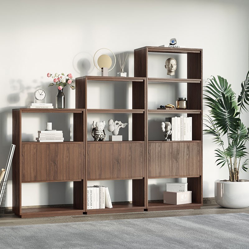 北美黑胡桃木书柜实木p现代简约落地书架客厅一体整面墙定制新中
