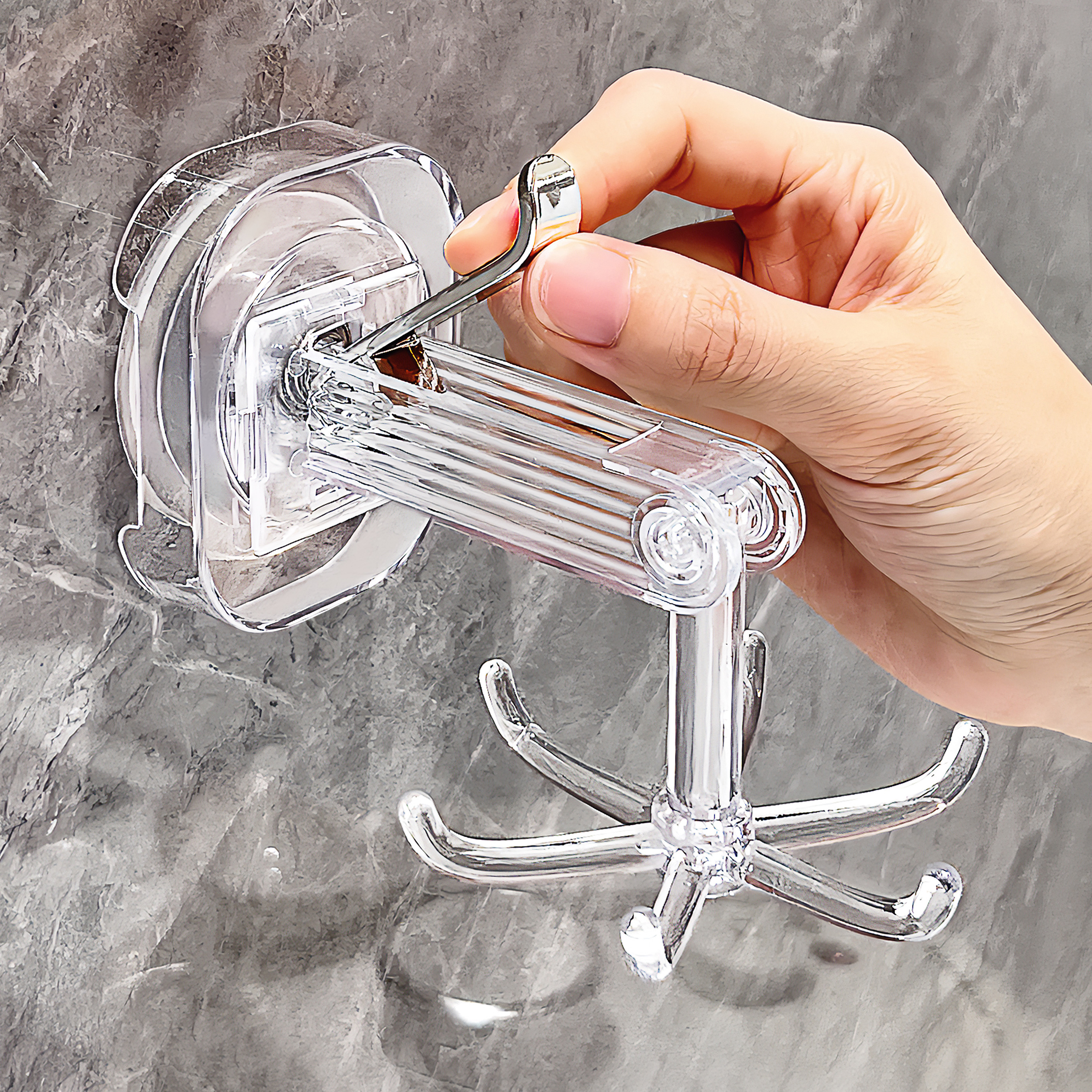 厨房旋转挂钩吸盘置物架旋转锅铲铲子勺子收纳架墙壁.挂架免打孔