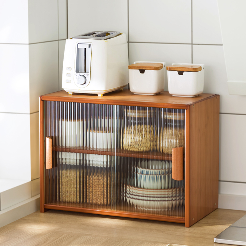 日式餐边柜台面玻璃碗柜储物x柜厨房桌面柜子置物架实木餐桌收纳