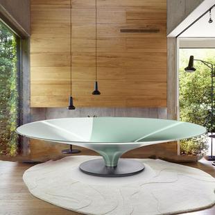 法国罗奇堡茶几Roche ovin创意轻奢设计师不锈钢圆形茶几 bobois