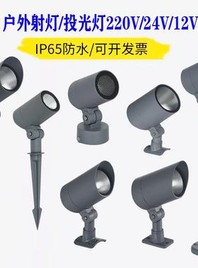 户外防水白色监控杆门头射灯墙壁投光灯插地灯景观照树庭院高杆灯