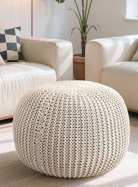 简约家用手编棉制坐凳飘窗坐敦榻榻米耐脏易打理客厅民宿床边凳子