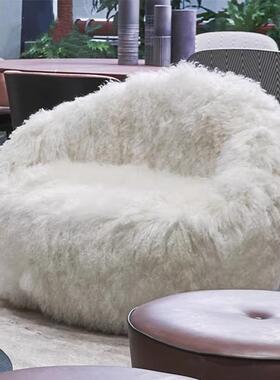 Baxter意大利ARTIK真羊毛休闲椅躺椅客厅单人老虎椅懒人网红沙发