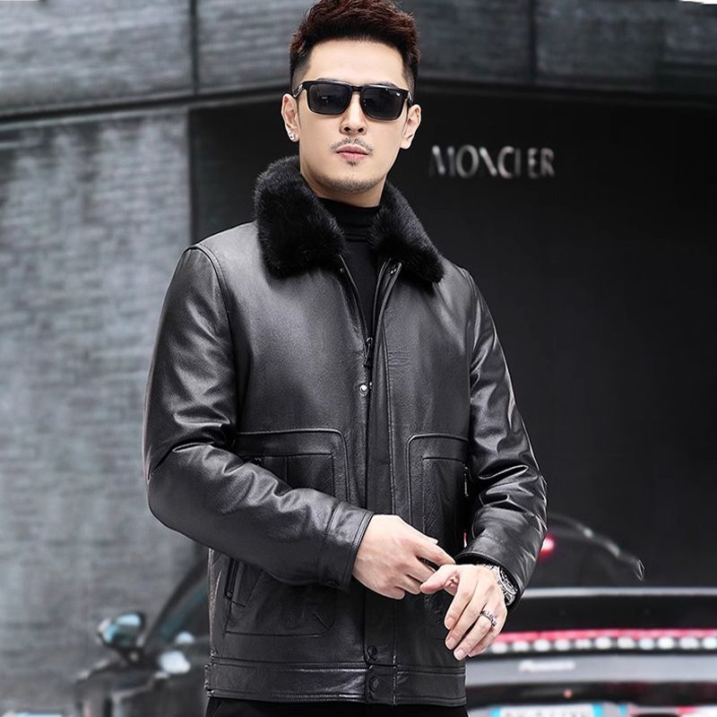 高档男士皮衣外套羽绒服2025新款白鸭绒内胆真皮皮衣狐狸毛领加厚