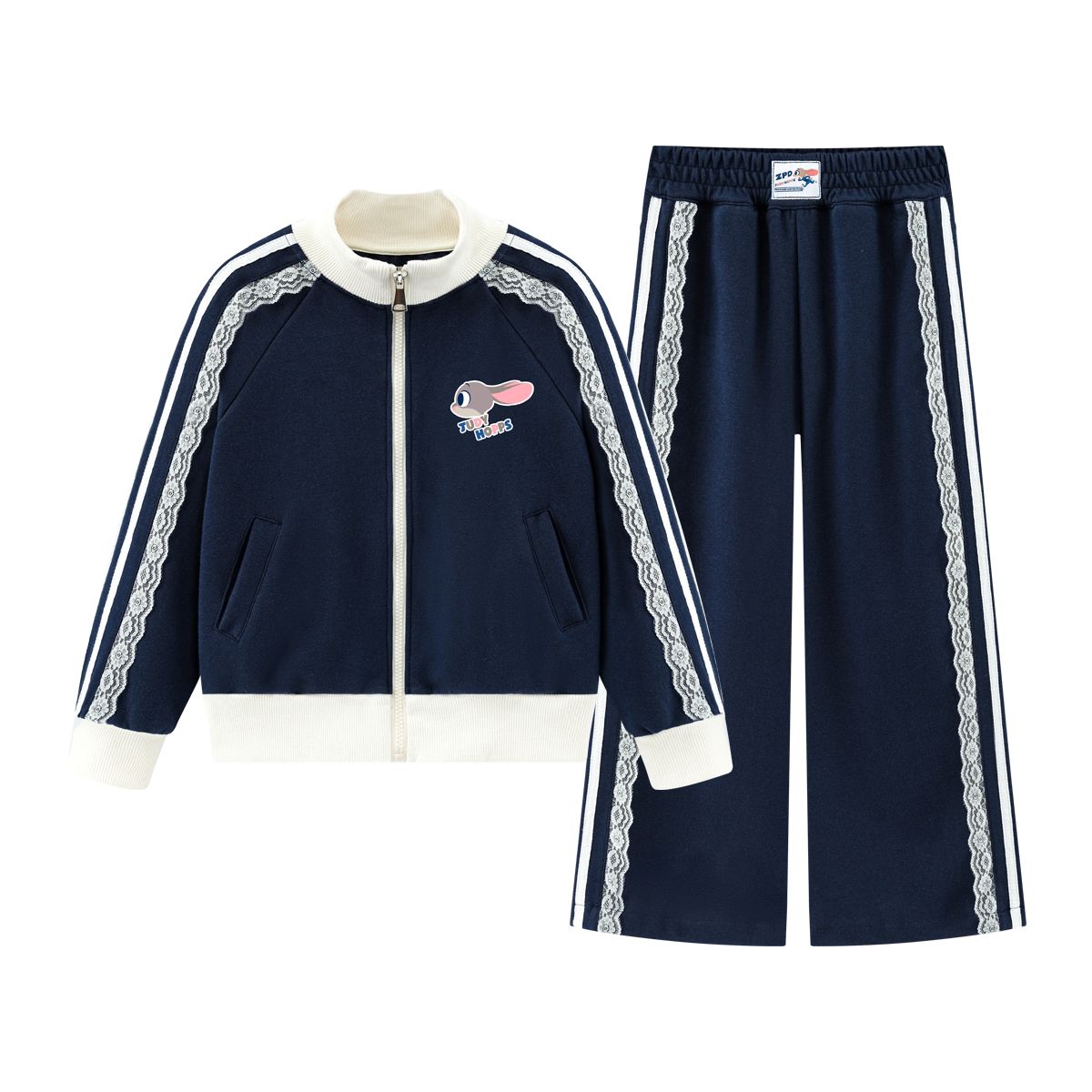 迪士尼女童朱迪春秋套装儿童中大童休闲卫衣拉链运动外套两件套