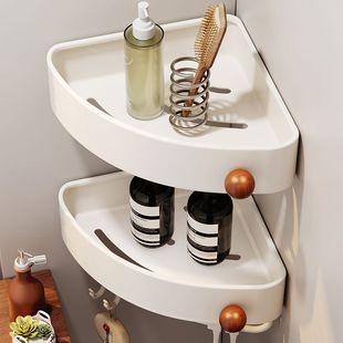 模范夫人胡桃木浴室置物架免打孔卫生间三角篮淋浴间收纳转角架子