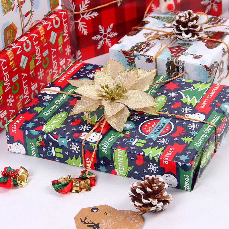 圣诞节礼物包装纸10pcs wholesale christmas paper gift wrapper