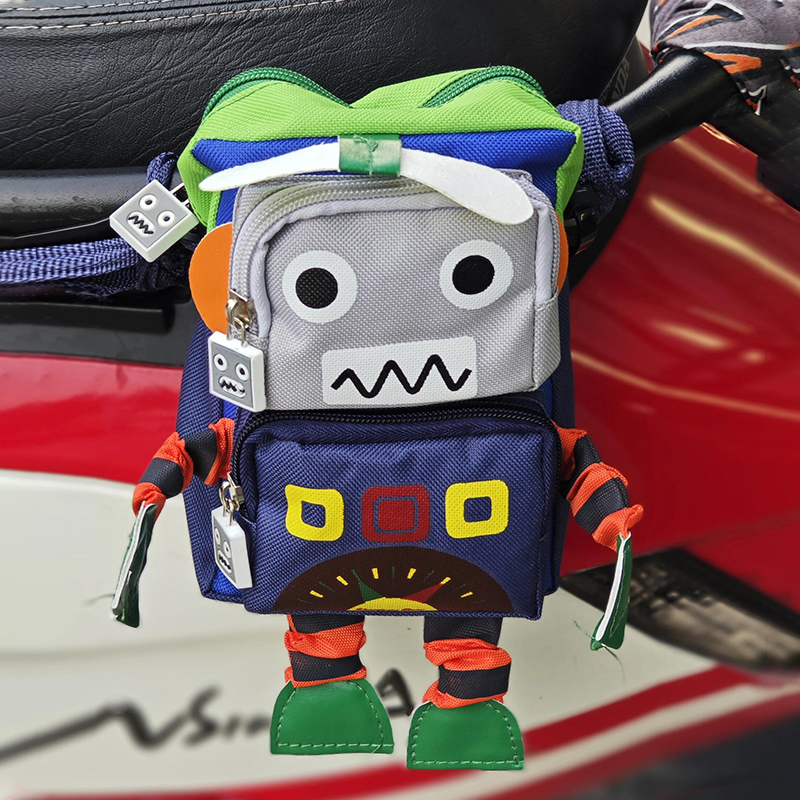 踏板摩托车挂包卡通机器人侧边包复古电动摩托车护杠包车尾挂包