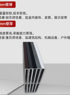 铝合金加强筋款扁管10x150毫米白色黑色灰色咖啡色铝本色可选方管