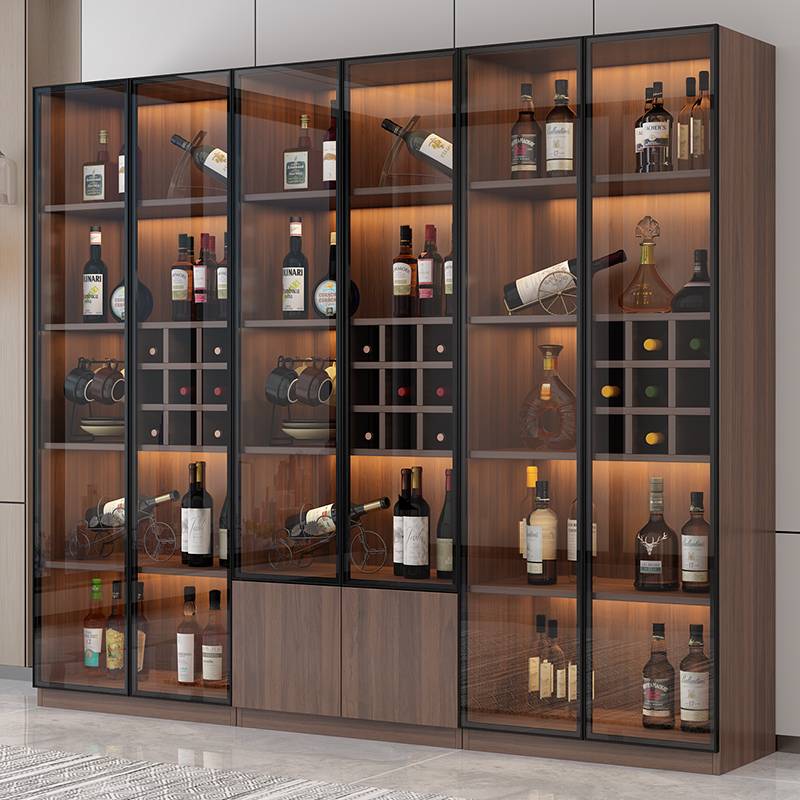 全友家居轻奢玻璃门实木酒柜客厅2025新款靠墙展示柜书柜手办柜置