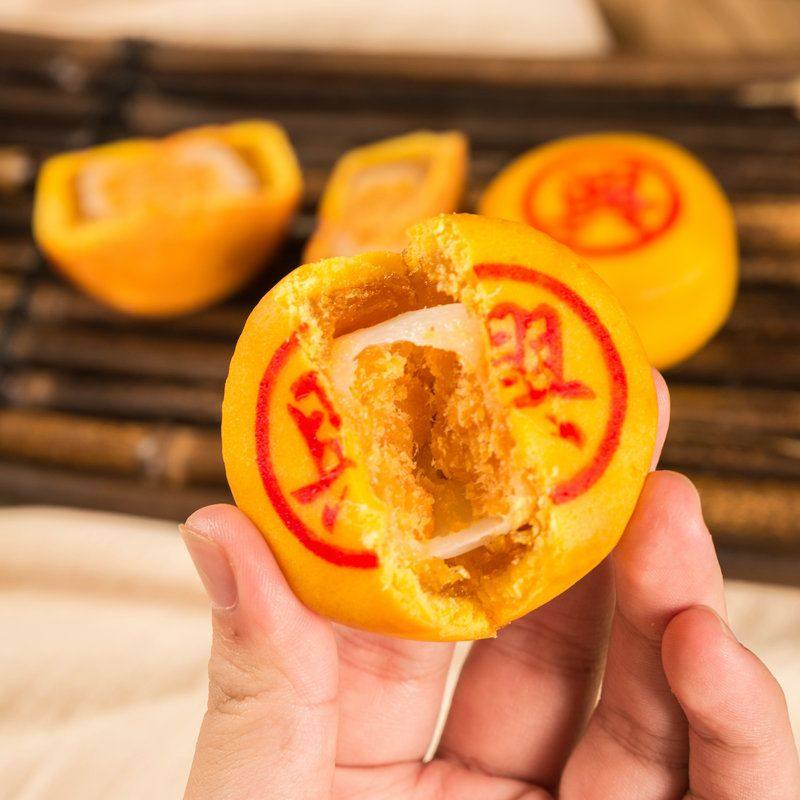 大月饼福建特产芋泥肉松咸蛋黄麻薯福饼闽南五福喜饼节日传统糕点