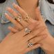 Stars Couple Metal Sets Hollow Women Ring Adjustable Gifts