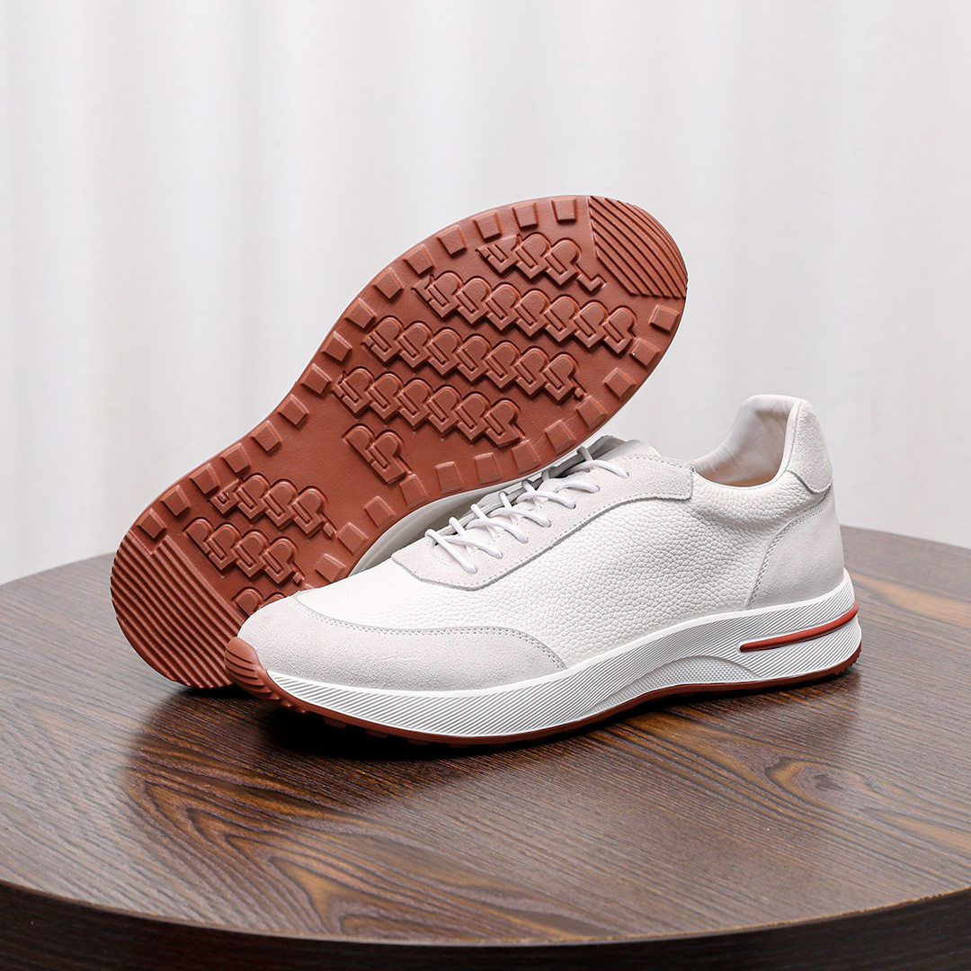 春新品运动休闲鞋男荔枝纹磨砂牛皮拼色手工橡胶发泡厚软底老爹鞋