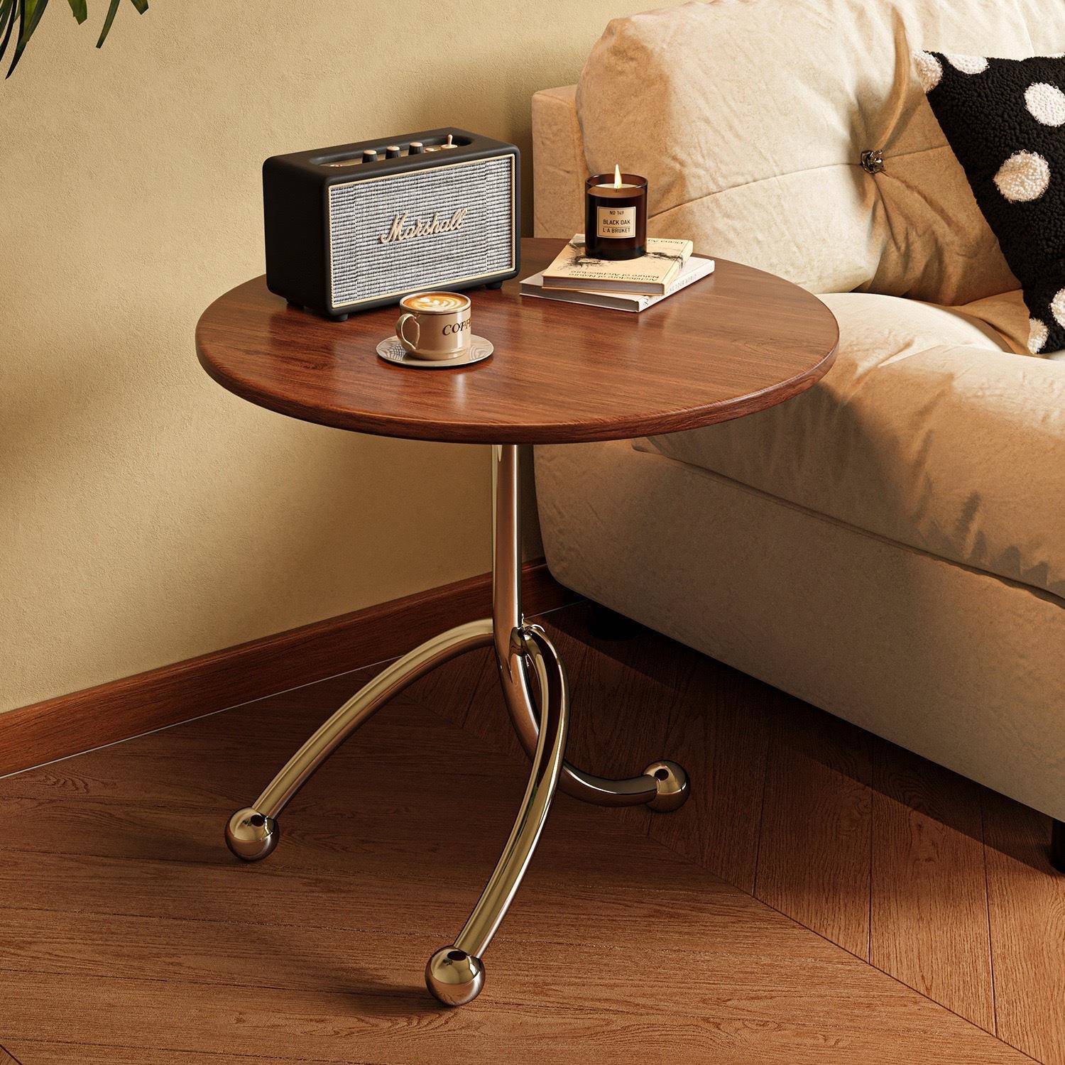 沙发边几客厅家用茶几阳台创意小圆桌中古简约边桌角几卧室床头柜